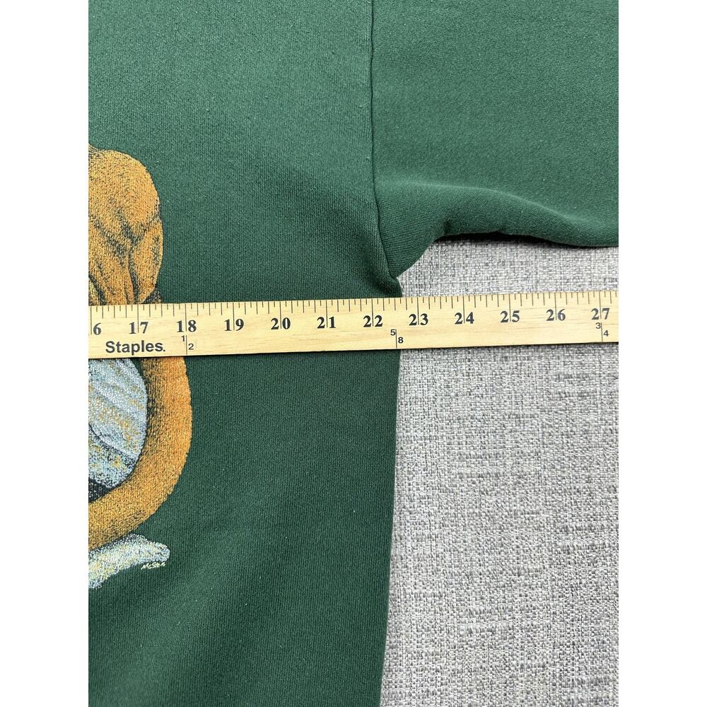 Vintage Cougar Wildlife Sweatshirt Adult XL Green Tultex Pullover Made USA 90s - Picture 6 of 14